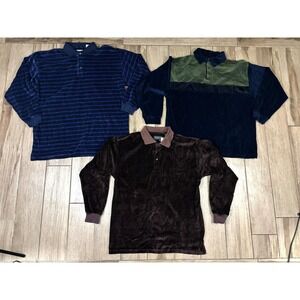 Vtg 90s Velour Polo Shirt Lot - NOS Utopia Hill Archer American Weekend Mens M L